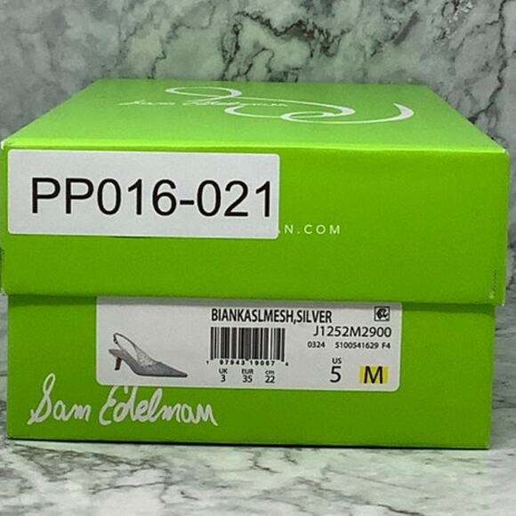 Sam Edelman 5M Silver Mesh Bianka Crystal Slingback Pumps Pointed Toe P16-21 - Picture 8 of 8